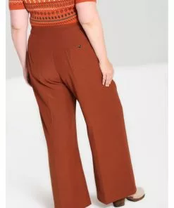 Hell Bunny Ginger 40's Swing Trousers Brown New In