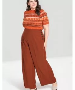 Hell Bunny Ginger 40's Swing Trousers Brown New In