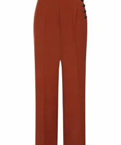Hell Bunny Ginger 40's Swing Trousers Brown New In