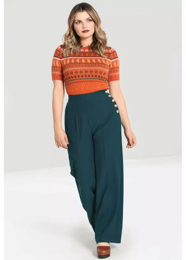 Hell Bunny Ginger 40's Swing Trosuers Petrol Blue New In 4 Hell Bunny Ginger 40's Swing Trosuers Petrol Blue New In