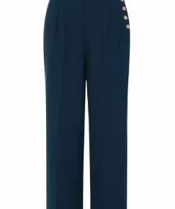 Hell Bunny Ginger 40's Swing Trosuers Petrol Blue New In