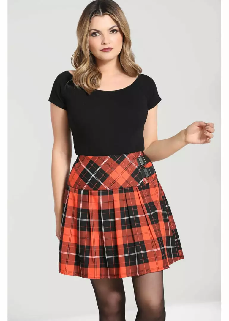 Hell Bunny Clementine Tartan 60's Mini Skirt Orange 4 Hell Bunny Clementine Tartan 60's Mini Skirt Orange