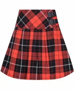Hell Bunny Clementine Tartan 60's Mini Skirt Orange