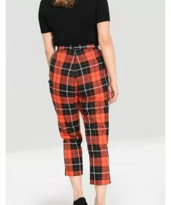 Hell Bunny Clementine Tartan 60's Trousers Orange New In 12 Hell Bunny Clementine Tartan 60's Trousers Orange New In