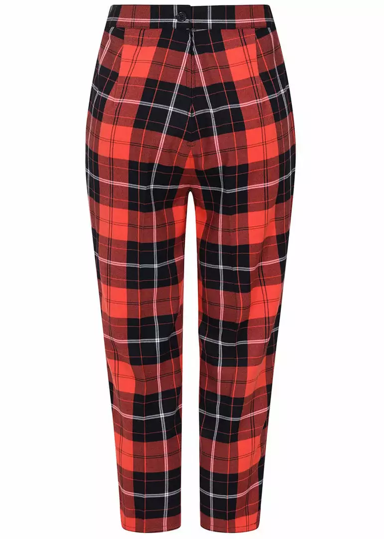 Hell Bunny Clementine Tartan 60's Trousers Orange New In 8 Hell Bunny Clementine Tartan 60's Trousers Orange New In