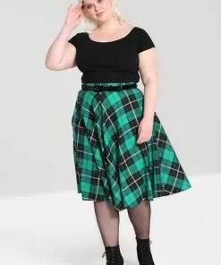 New In Hell Bunny Beryl Tartan 50's Swing Skirt Green 18 New In Hell Bunny Beryl Tartan 50's Swing Skirt Green