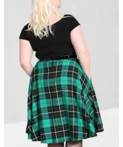New In Hell Bunny Beryl Tartan 50's Swing Skirt Green 19 New In Hell Bunny Beryl Tartan 50's Swing Skirt Green