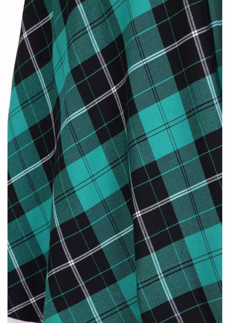 New In Hell Bunny Beryl Tartan 50's Swing Skirt Green 7 New In Hell Bunny Beryl Tartan 50's Swing Skirt Green