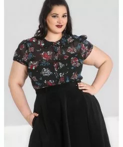 Hell Bunny Poseidon 60's Blouse Black 10 Hell Bunny Poseidon 60's Blouse Black