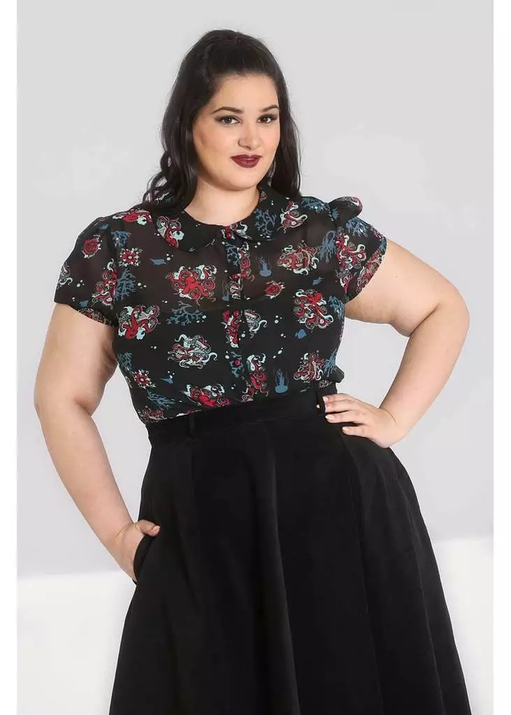 Hell Bunny Poseidon 60's Blouse Black 5 Hell Bunny Poseidon 60's Blouse Black