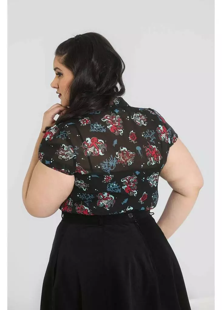 Hell Bunny Poseidon 60's Blouse Black 8 Hell Bunny Poseidon 60's Blouse Black