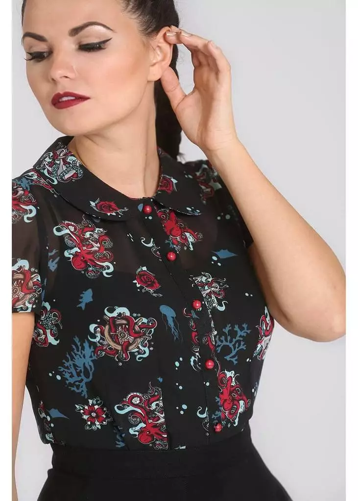 Hell Bunny Poseidon 60's Blouse Black 4 Hell Bunny Poseidon 60's Blouse Black