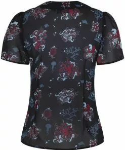 Hell Bunny Poseidon 60's Blouse Black 12 Hell Bunny Poseidon 60's Blouse Black