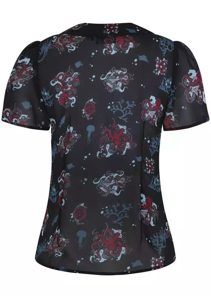 Hell Bunny Poseidon 60's Blouse Black 7 Hell Bunny Poseidon 60's Blouse Black
