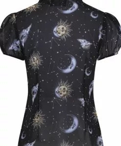 Hell Bunny Solaris Sun & Moon 70's Blouse Black New In 13 Hell Bunny Solaris Sun & Moon 70's Blouse Black New In