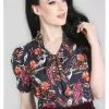 New In Hell Bunny Heron Birds 40's Blouse Black