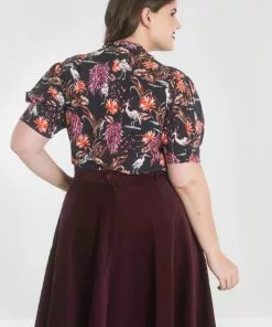 New In Hell Bunny Heron Birds 40's Blouse Black 13 New In Hell Bunny Heron Birds 40's Blouse Black