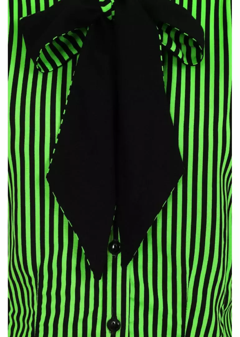 Hell Bunny Humbug 40's Blouse Black Green 5 Hell Bunny Humbug 40's Blouse Black Green