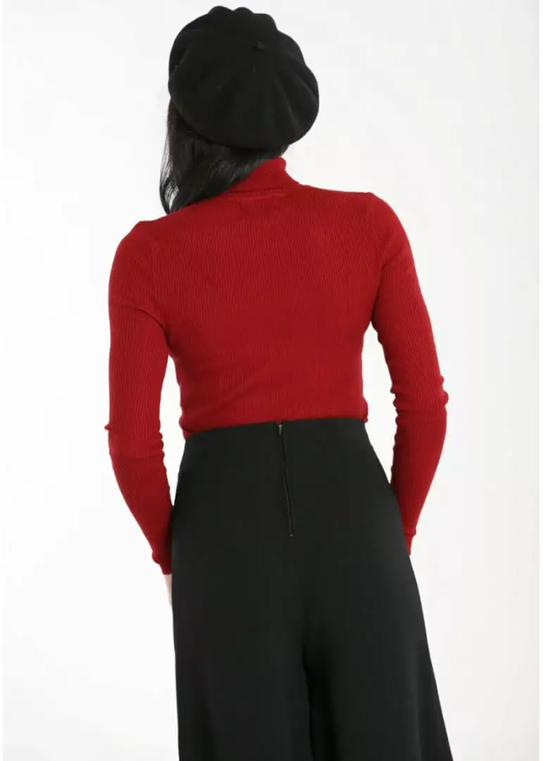 New In Hell Bunny Spiros 60's Jumper Burgundy 4 New In Hell Bunny Spiros 60's Jumper Burgundy