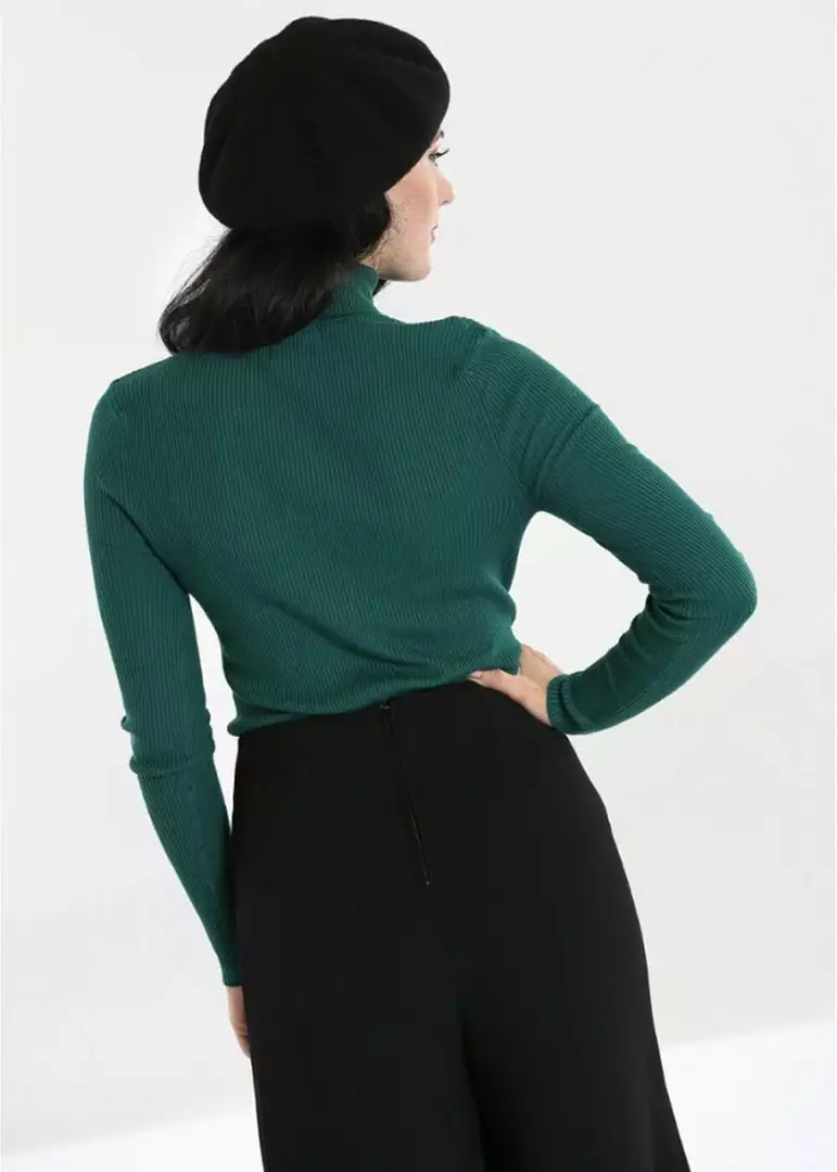 Hell Bunny Spiros 60's Jumper Dark Green 4 Hell Bunny Spiros 60's Jumper Dark Green