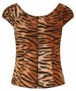 Hell Bunny Tora Tiger 50's Top Brown New In