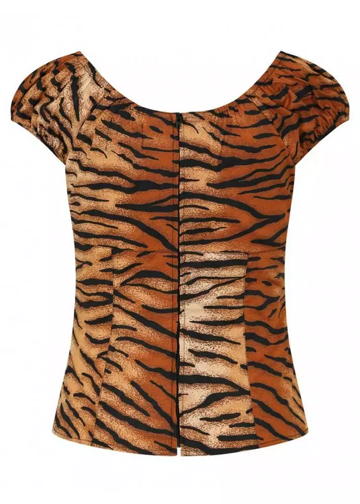Hell Bunny Tora Tiger 50's Top Brown New In 4 Hell Bunny Tora Tiger 50's Top Brown New In