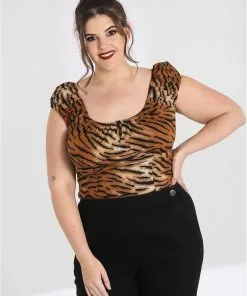 Hell Bunny Tora Tiger 50's Top Brown New In 13 Hell Bunny Tora Tiger 50's Top Brown New In