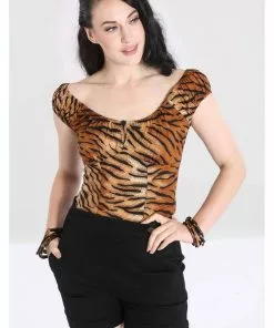 Hell Bunny Tora Tiger 50's Top Brown New In 14 Hell Bunny Tora Tiger 50's Top Brown New In