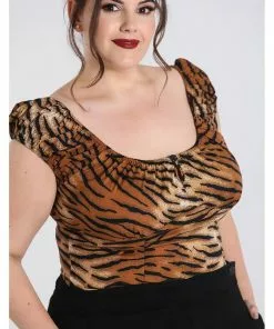 Hell Bunny Tora Tiger 50's Top Brown New In 15 Hell Bunny Tora Tiger 50's Top Brown New In