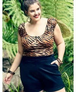 Hell Bunny Tora Tiger 50's Top Brown New In 16 Hell Bunny Tora Tiger 50's Top Brown New In