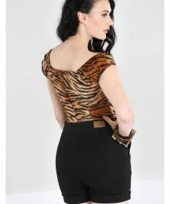Hell Bunny Tora Tiger 50's Top Brown New In 18 Hell Bunny Tora Tiger 50's Top Brown New In