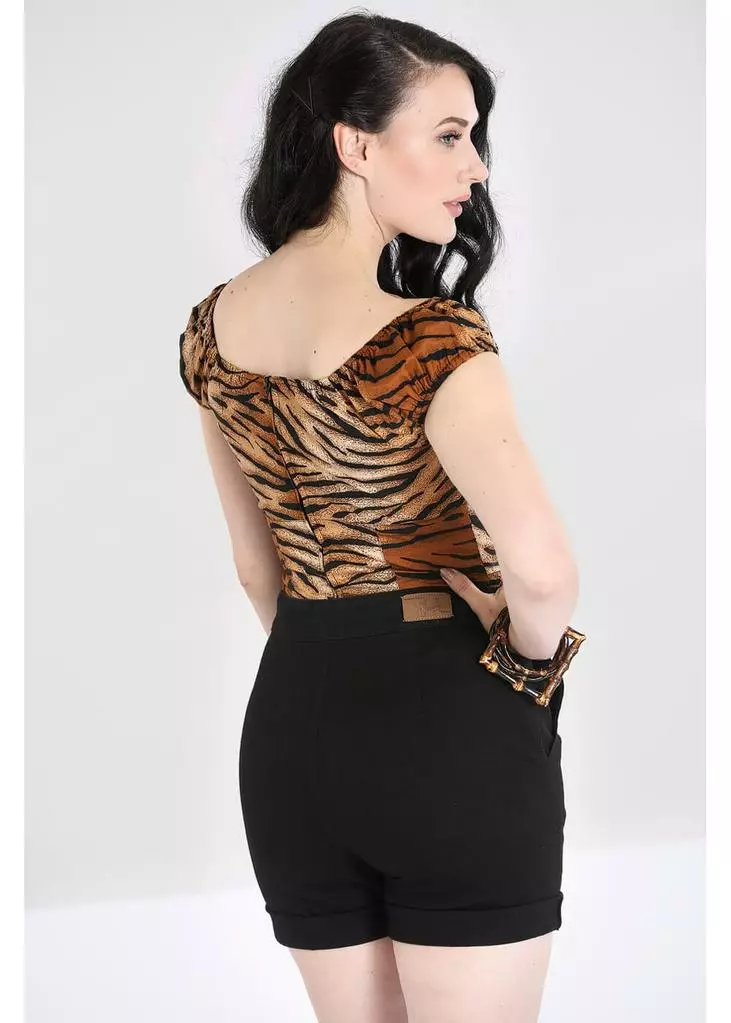 Hell Bunny Tora Tiger 50's Top Brown New In 10 Hell Bunny Tora Tiger 50's Top Brown New In