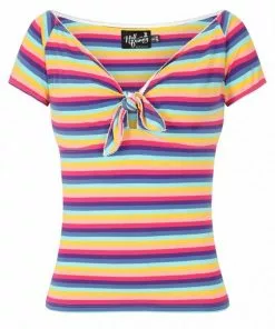 Hell Bunny Harmony Rainbow 50's Top Multi Colour