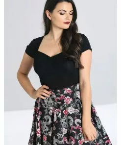 Hell Bunny Mia 50's Top In Black New In