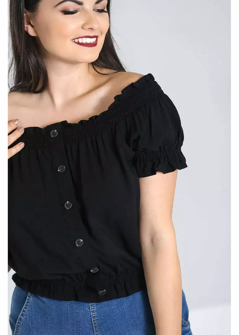 Hell Bunny Soledad 70's Gypsy Top Black New In 3 Hell Bunny Soledad 70's Gypsy Top Black New In