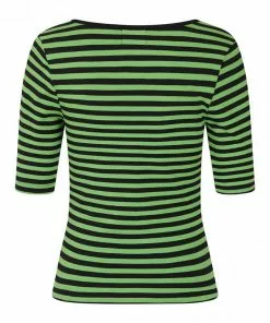 New In Hell Bunny Warlock Striped 60's Top Black Green 11 New In Hell Bunny Warlock Striped 60's Top Black Green