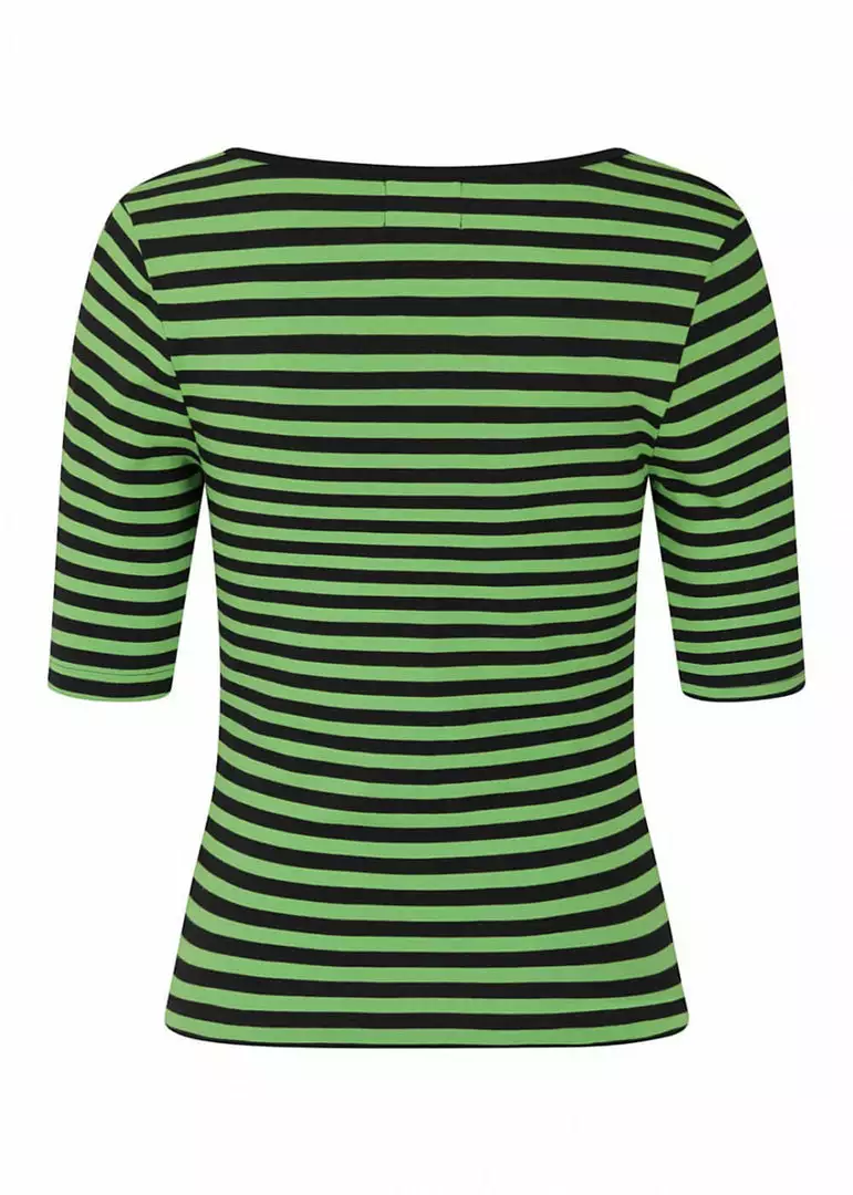 New In Hell Bunny Warlock Striped 60's Top Black Green 7 New In Hell Bunny Warlock Striped 60's Top Black Green