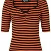 New In Hell Bunny Warlock Striped 60's Top Black Orange 2 New In Hell Bunny Warlock Striped 60's Top Black Orange