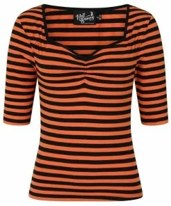 New In Hell Bunny Warlock Striped 60's Top Black Orange