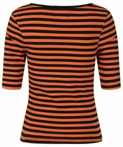 New In Hell Bunny Warlock Striped 60's Top Black Orange 15 New In Hell Bunny Warlock Striped 60's Top Black Orange
