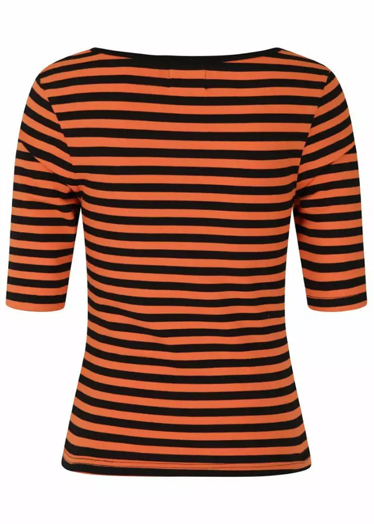 New In Hell Bunny Warlock Striped 60's Top Black Orange 9 New In Hell Bunny Warlock Striped 60's Top Black Orange