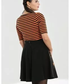 New In Hell Bunny Warlock Striped 60's Top Black Orange 13 New In Hell Bunny Warlock Striped 60's Top Black Orange