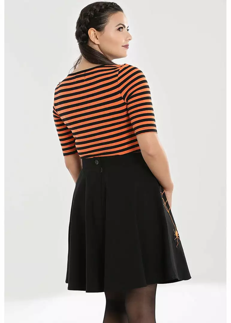 New In Hell Bunny Warlock Striped 60's Top Black Orange 7 New In Hell Bunny Warlock Striped 60's Top Black Orange