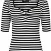 New In Hell Bunny Warlock Striped 60's Top Black White