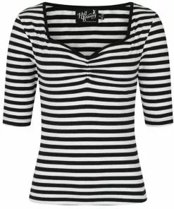 New In Hell Bunny Warlock Striped 60's Top Black White