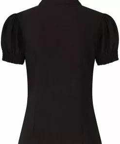 New In Hell Bunny Skelli Skull 40's Blouse Black