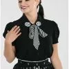 New In Hell Bunny Skelli Skull 40's Blouse Black 2 New In Hell Bunny Skelli Skull 40's Blouse Black