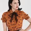 New In Hell Bunny Vixey Fox 40's Blouse Brown 1 New In Hell Bunny Vixey Fox 40's Blouse Brown