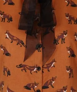 New In Hell Bunny Vixey Fox 40's Blouse Brown 11 New In Hell Bunny Vixey Fox 40's Blouse Brown