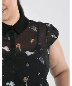 Hell Bunny Trick Or Treat 40's Blouse Black